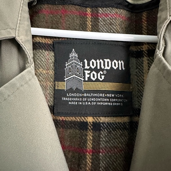 Vintage London Fog Khaki Double Breasted Trench Coat Size 12 Petite Plaid Lined - Picture 3 of 6